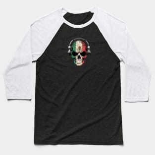 Dark Skull Deejay with Mexican Flag Baseball T-Shirt